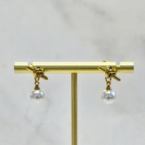 Aretes Acero Inoxidable Nudo con Perla