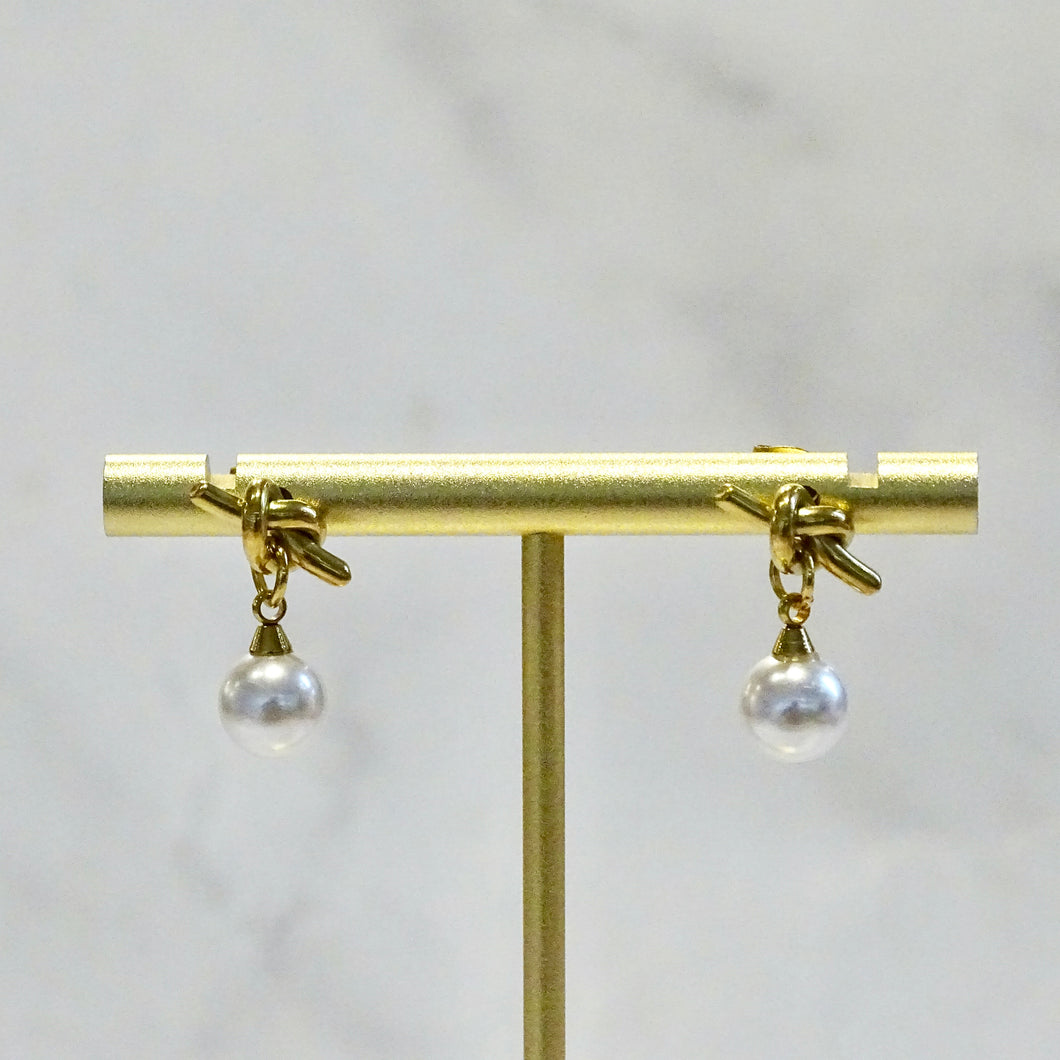 Aretes Acero Inoxidable Nudo con Perla