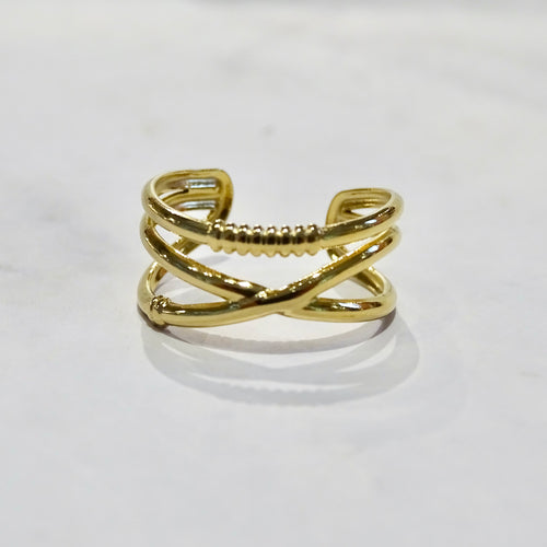Anillo Acero Inoxidable X Cruzada