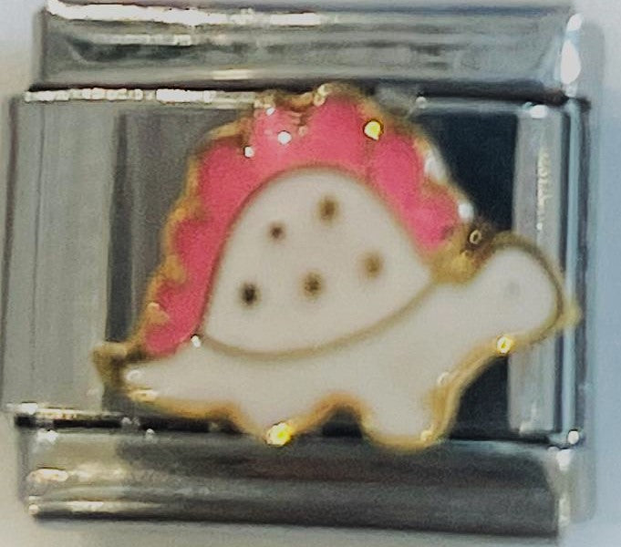 Charm Italian Bracelet Dinosaurio Rosa y Blanco