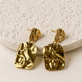 Aretes Acero Inoxidable  Mini rectángulo ondulado arrugado