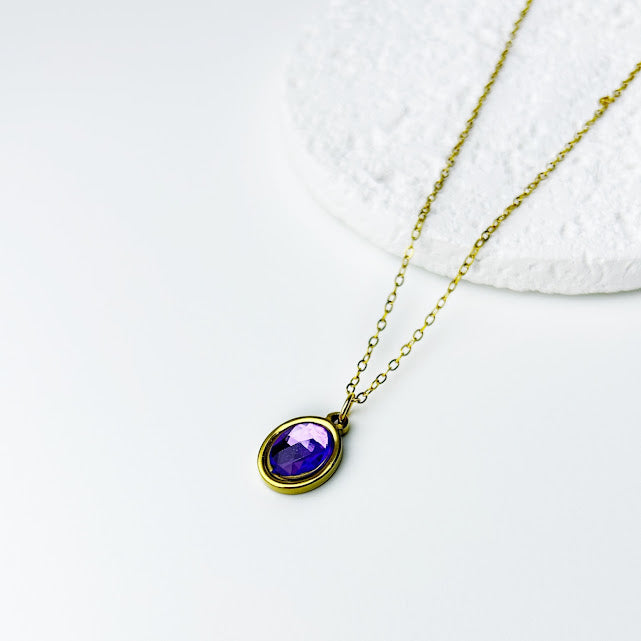 Collar Acero Inoxidable Ovalo Cristal