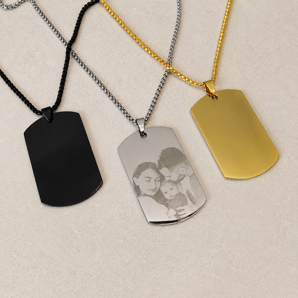 Collar Acero Inoxidable Placa Militar Personalizado