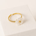 Anillo Acero Inoxidable Flor Blanca