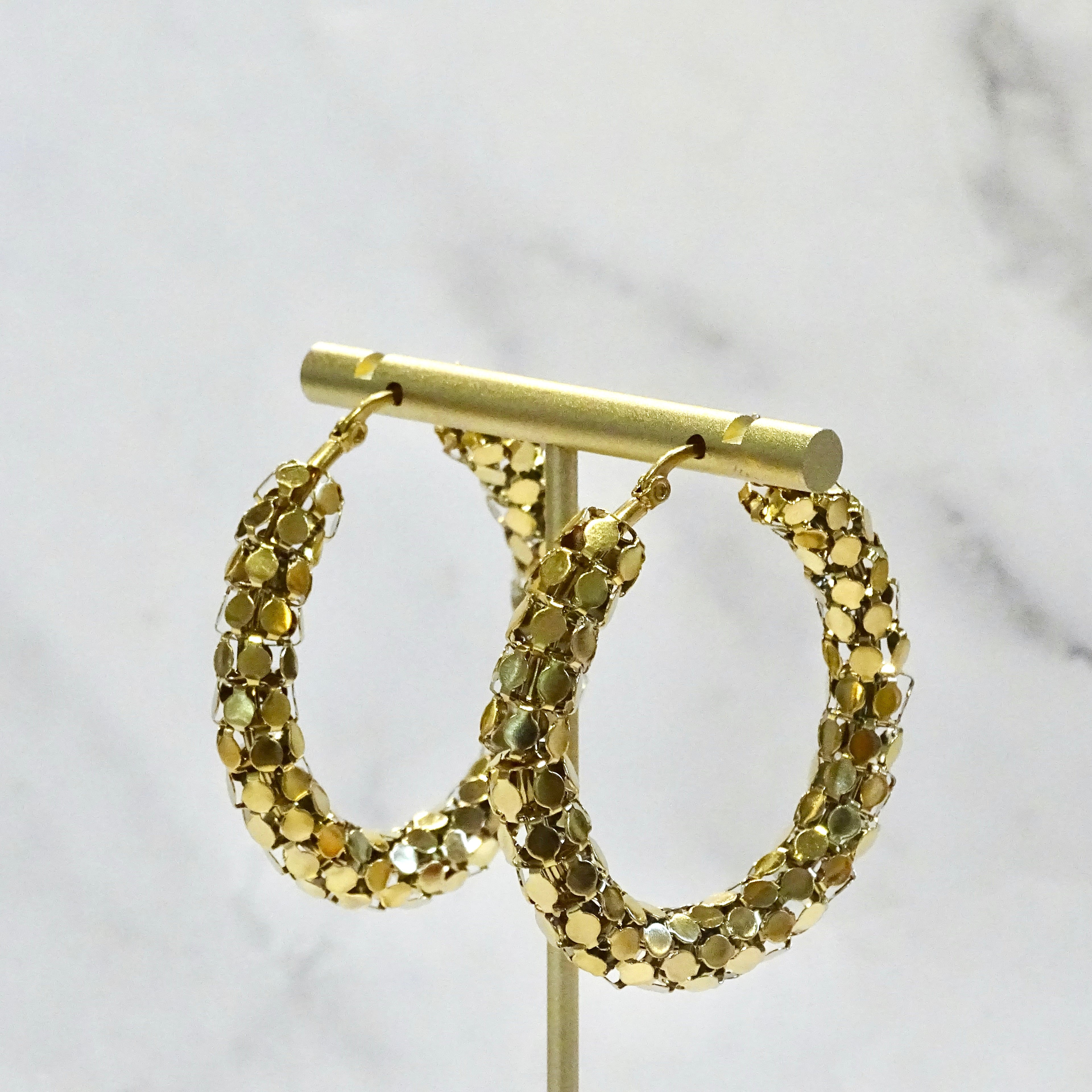 Arracadas Acero Inoxidable Escama Dorada