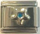 Charm Italian Bracelet Estrella Plateada Punto Azul
