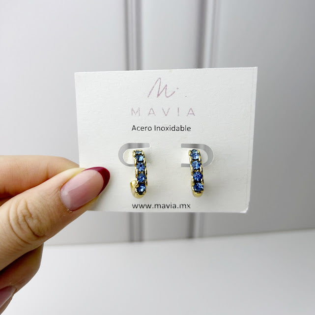 Aretes Acero Inoxidable 5 Zirconias