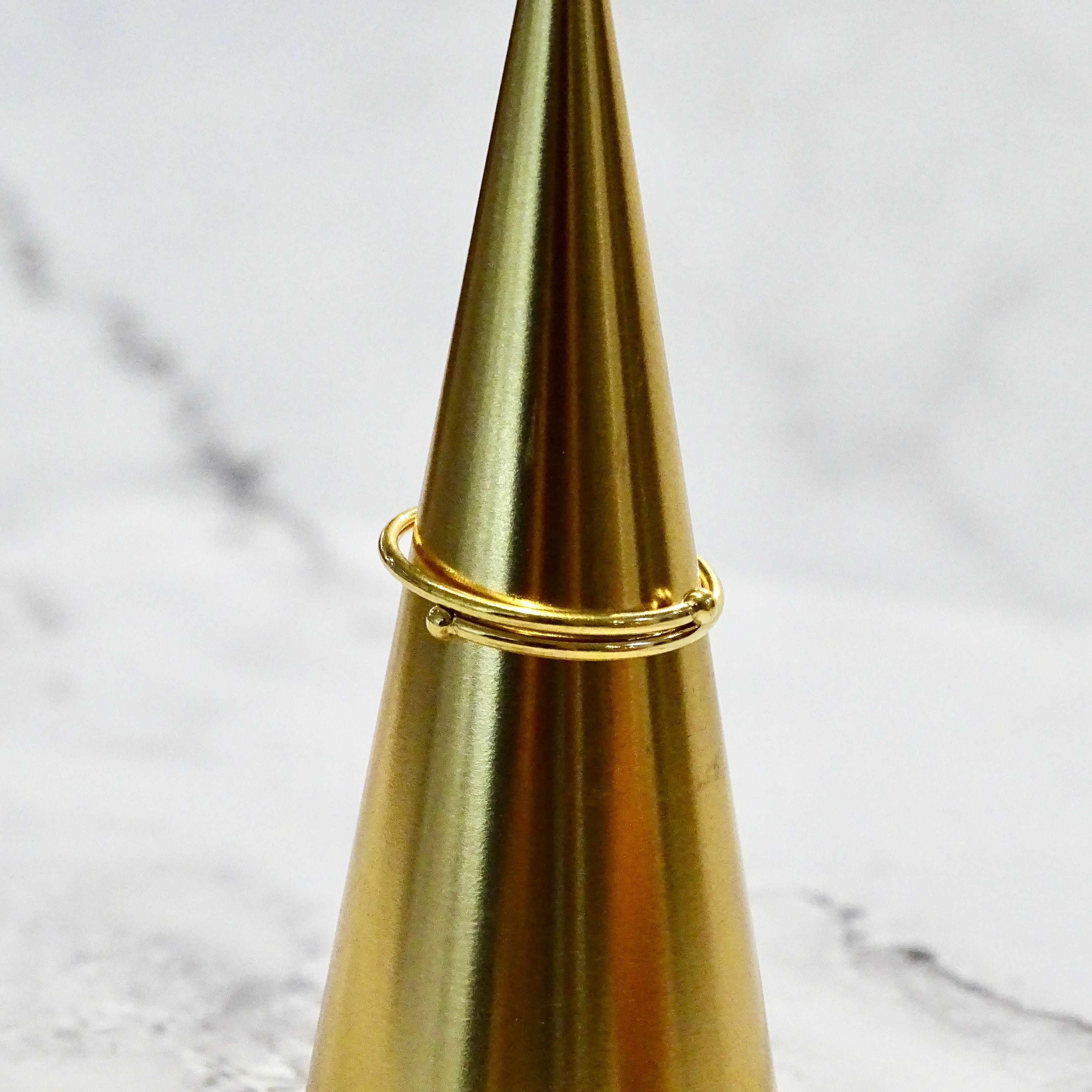 Anillo Acero Inoxidable Skinny con Doble Bolita