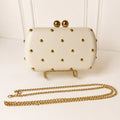 Bolsa Blanca Lisa Con Bolitas Doradas