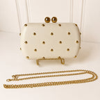 Bolsa Blanca Lisa Con Bolitas Doradas