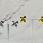 Aretes Acero Inoxidable Flor con Piedras