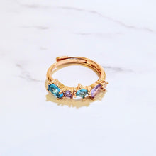 Cargar imagen en el visor de la galería, Anillo Oro Rosa Ajustable Formas Multicolor Plata .925
