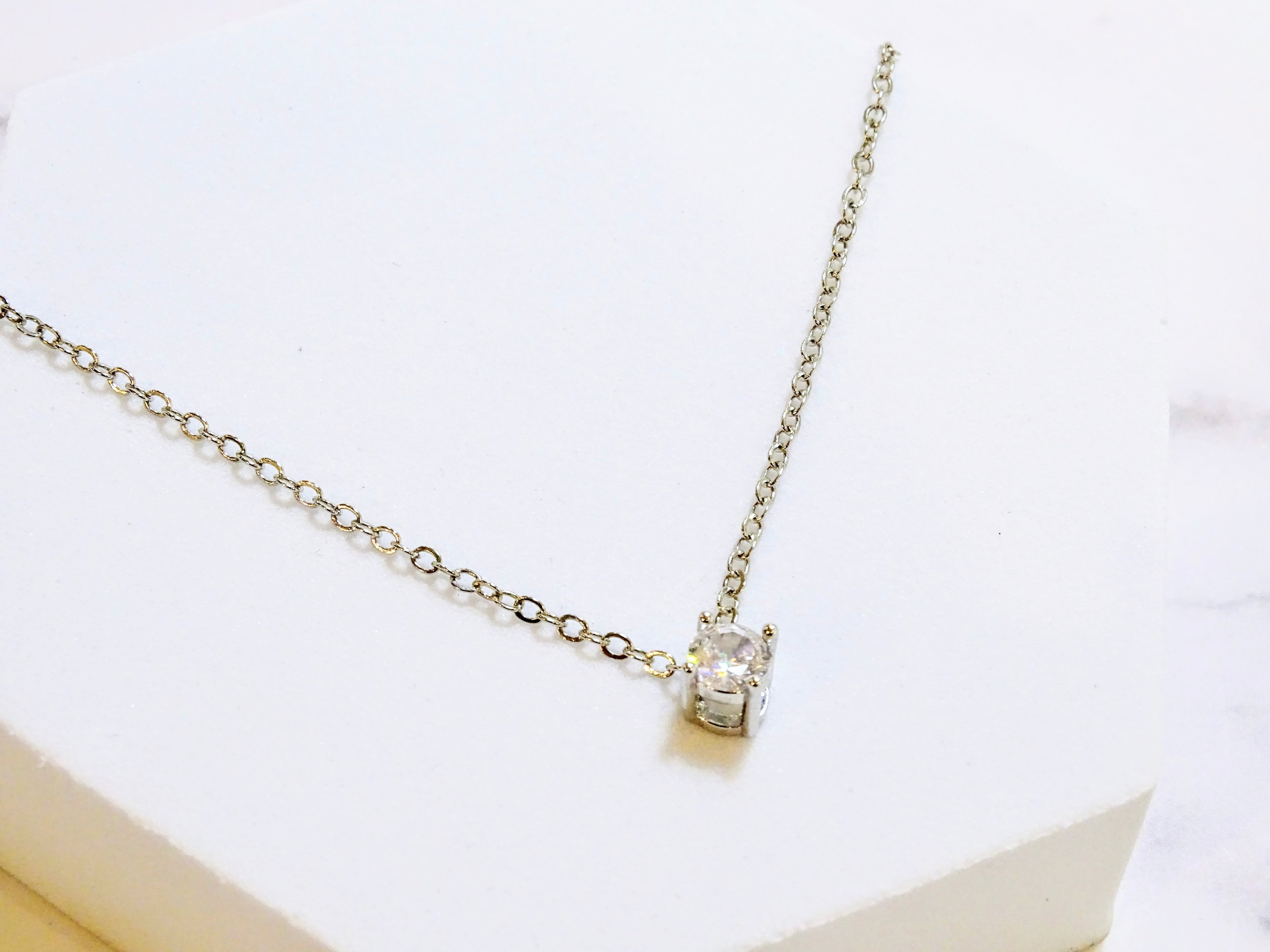 Collar Rodio Cristal Solitario