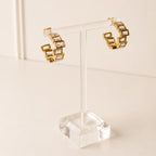 Aretes Acero Inoxidable  Aro media luna 10 baguettes de zirconia