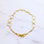 Pulsera Chapa de Oro Perlas y Círculos
