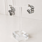 Aretes Acero Inoxidable  Aro media luna 10 baguettes de zirconia