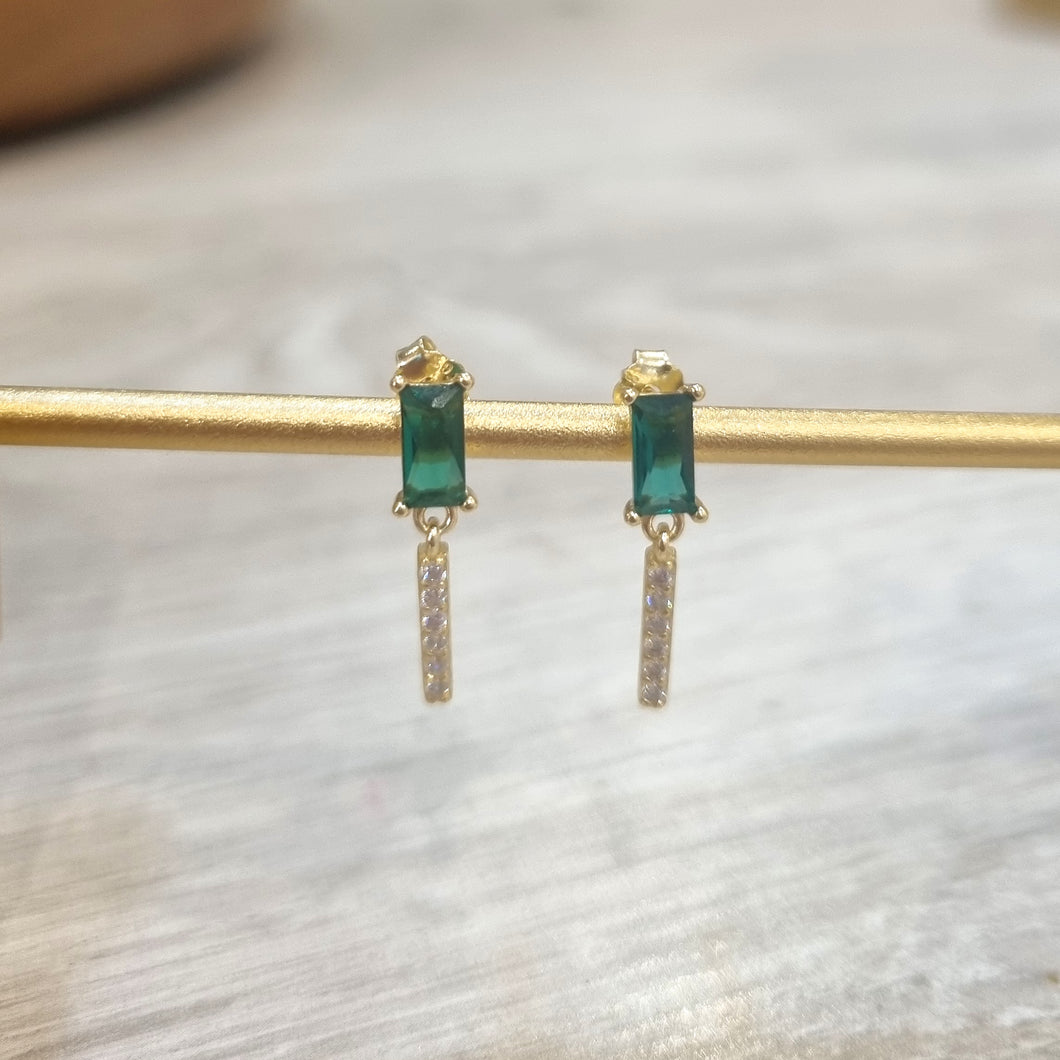 Aretes Plata 925 con Chapa de Oro Verde