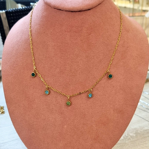 Collar Acero Inoxidable con Bolitas de Colores