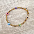Pulsera Acero Inoxidable Ojitos de Colores
