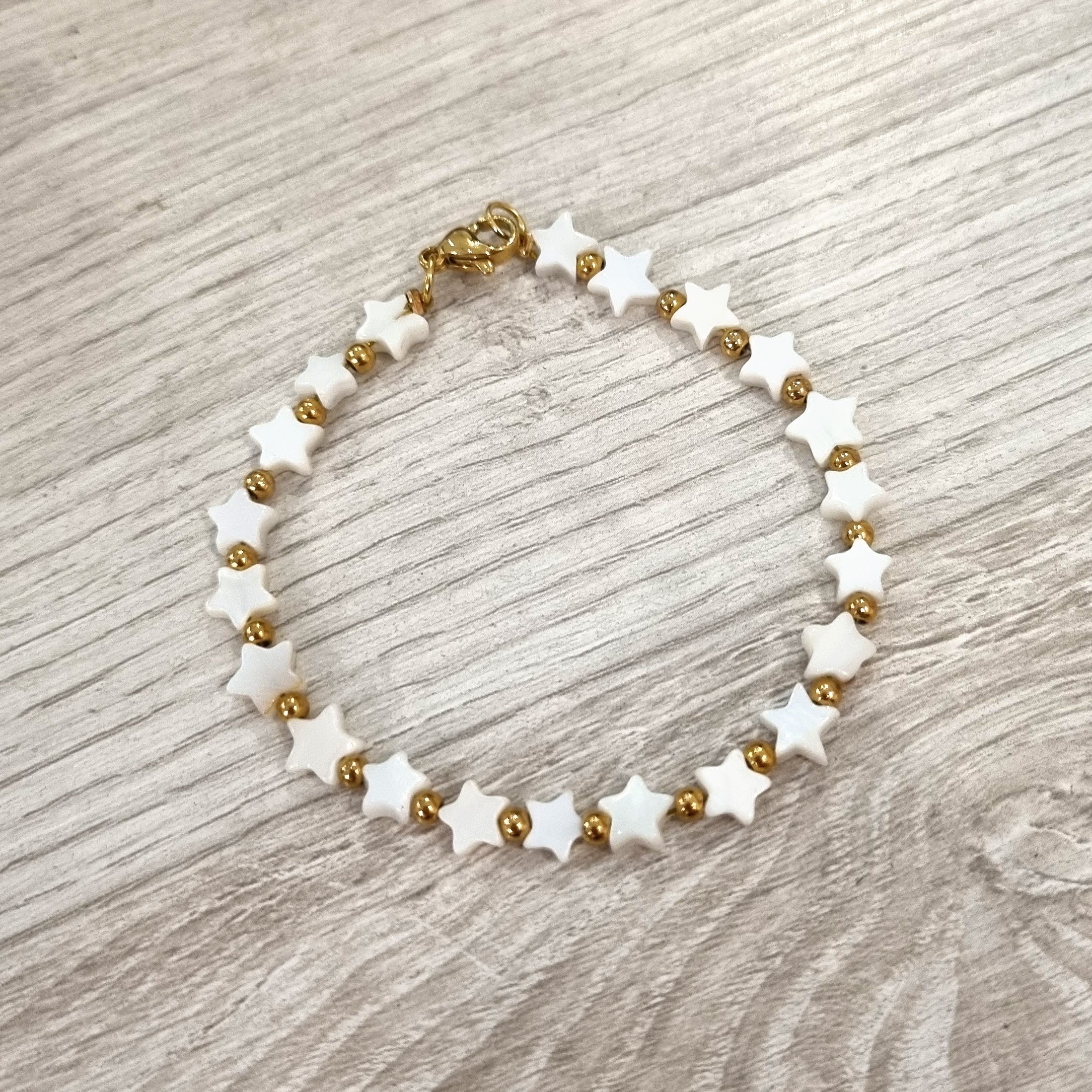 Pulsera Acero Inoxidable con Estrellas Madre Perla