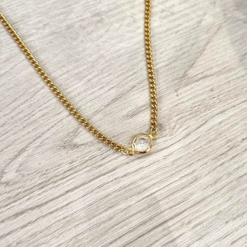 Collar Acero Inoxidable con Cristal Transparente