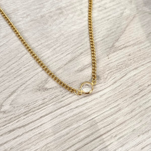 Collar Acero Inoxidable con Cristal Transparente