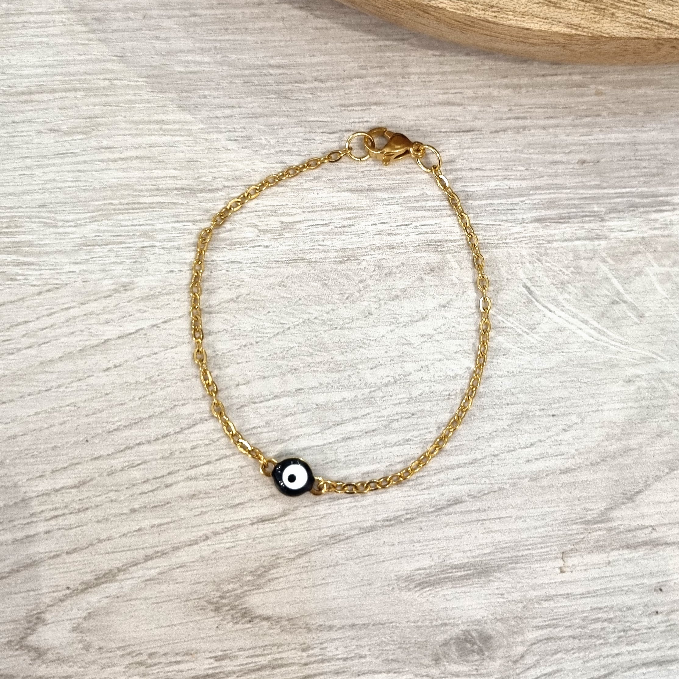 Pulsera Acero Inoxidable Ojito Negro