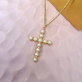 Collar Acero Inoxidable Cruz Perla