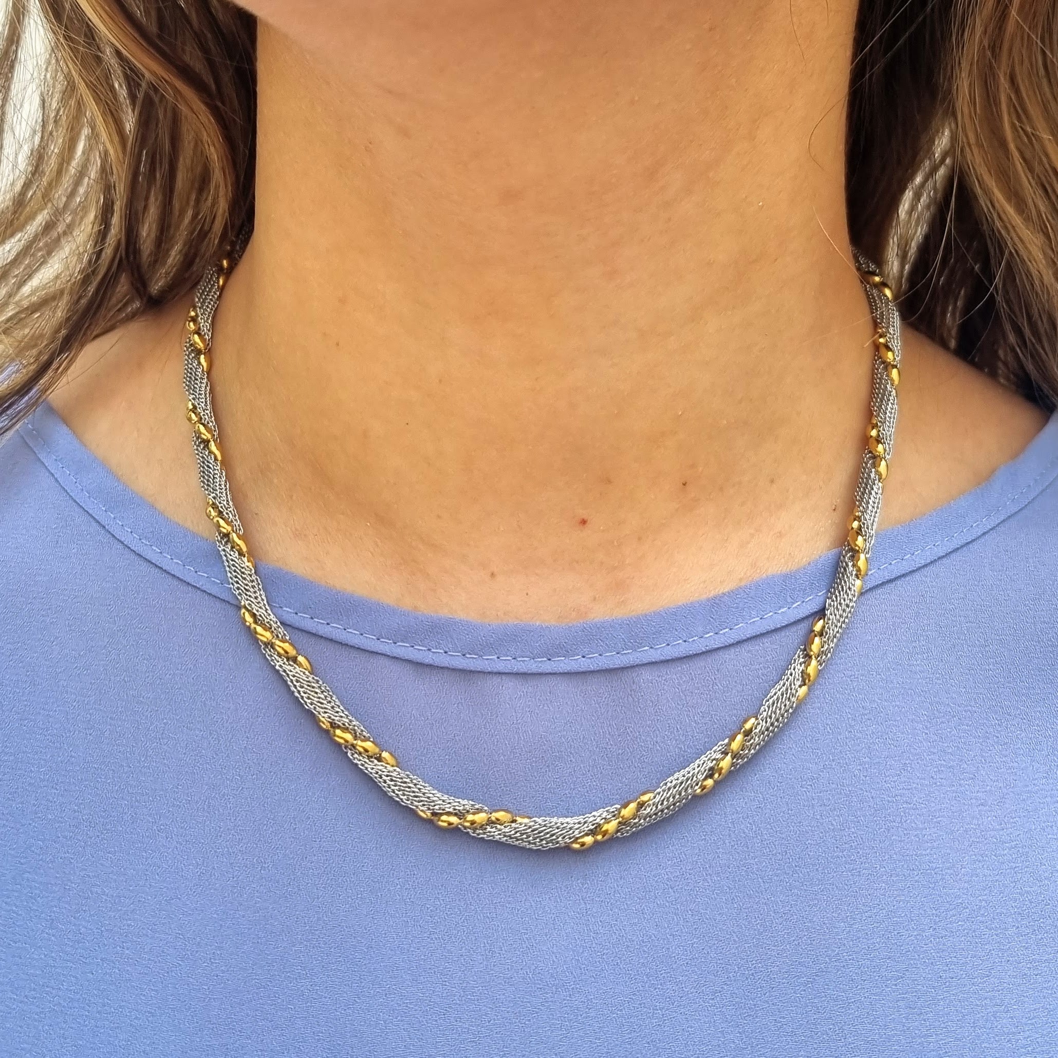 Collar Acero Inoxidable Bicolor Torcido