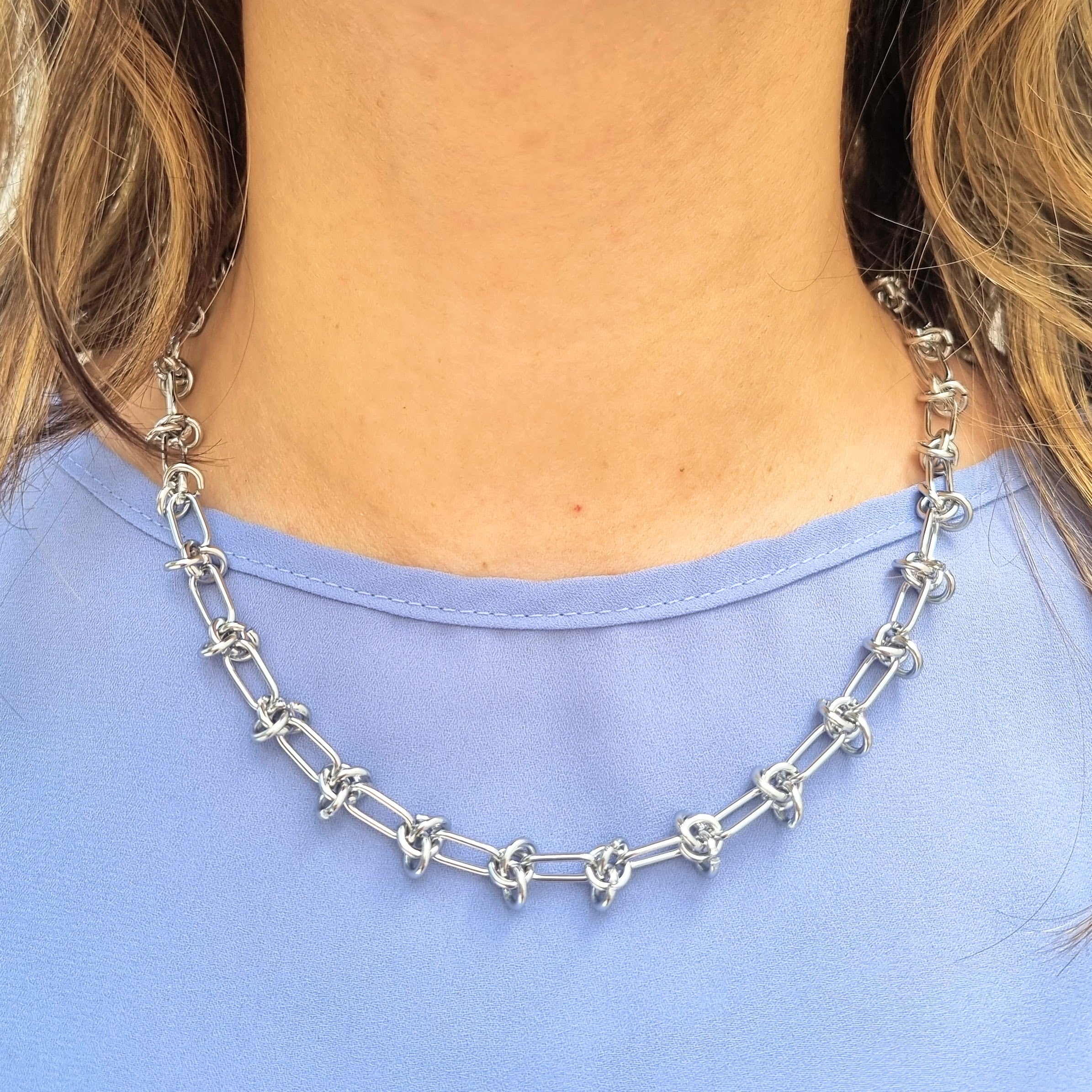 Collar Acero Inoxidable Nudo Plateada