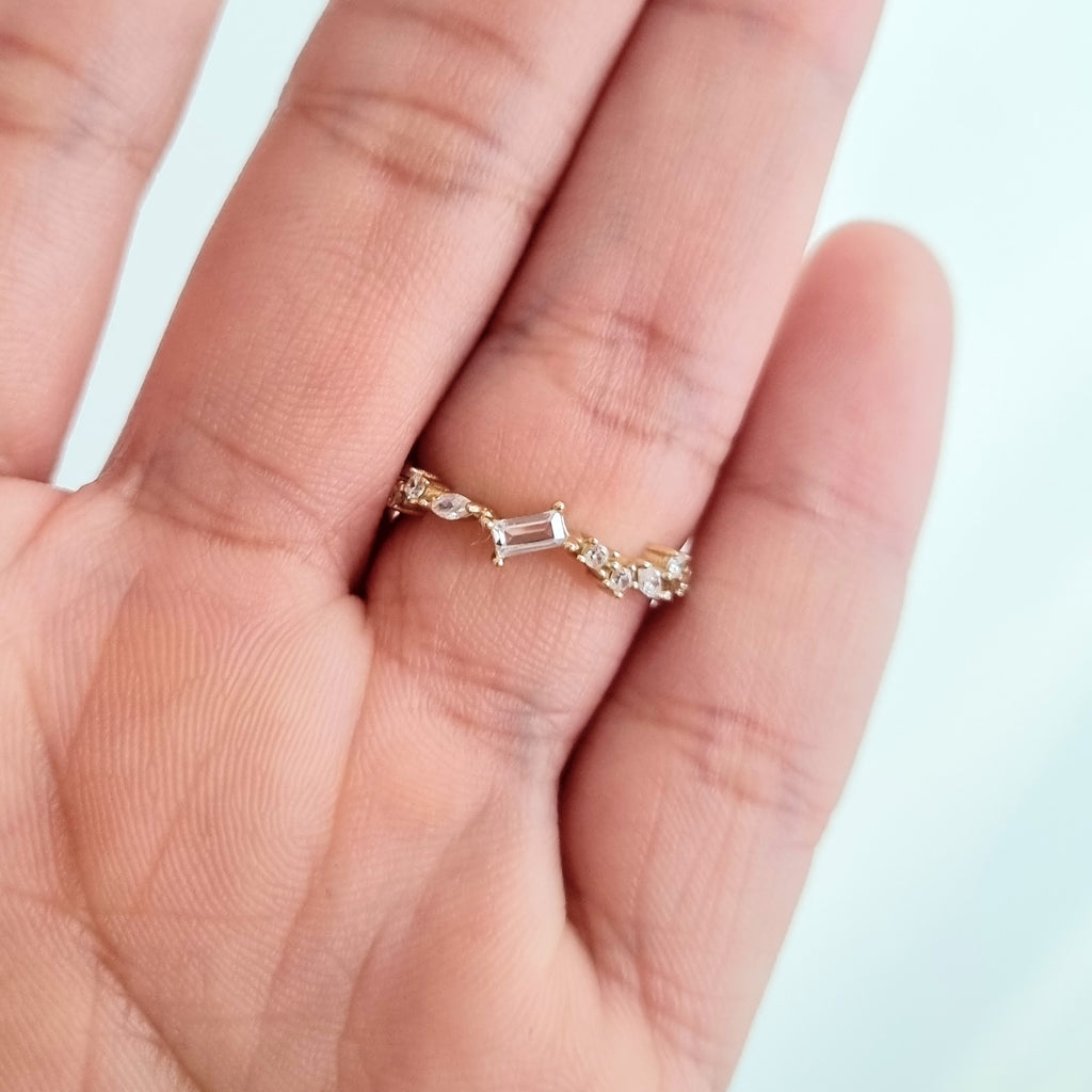 Anillo Plata 925 con Chapa de Oro Formas