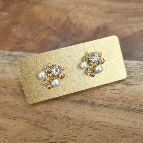Aretes Acero Inoxidable Stud con Perlas y Cristales
