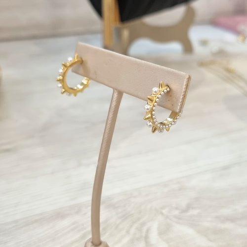 Aretes Acero Inoxidable Perlas y Picos