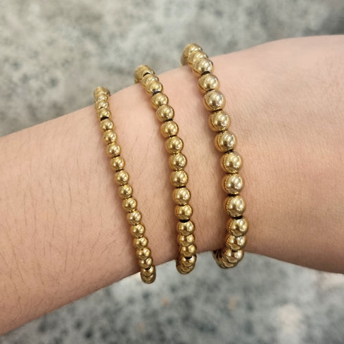 Pulsera Acero Inoxidable Bolitas Dorada