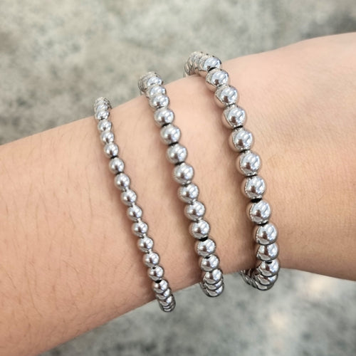 Pulsera Acero Inoxidable Bolitas Plateada