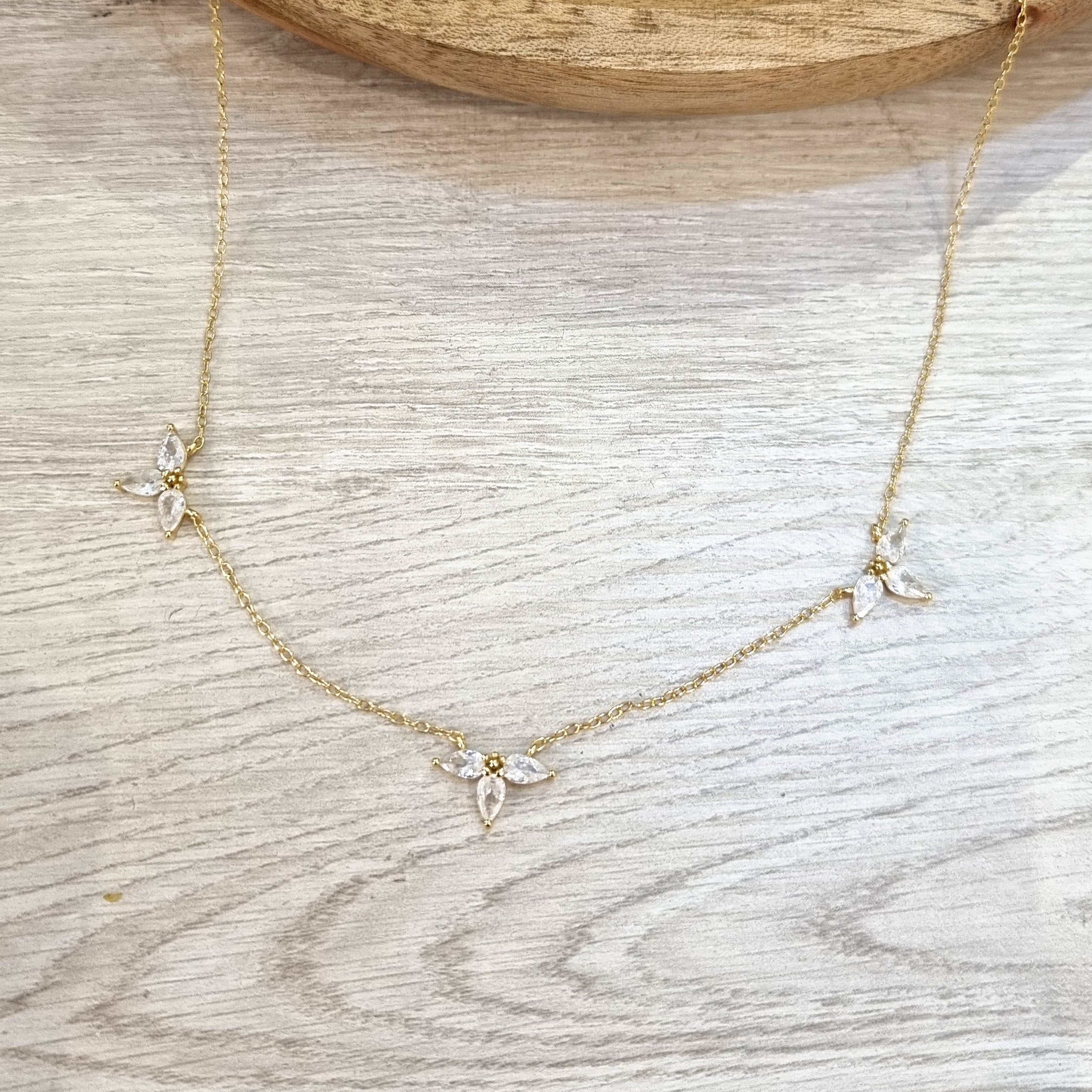 Collar Plata 925 con Chapa de Oro Tres Mod Hojas
