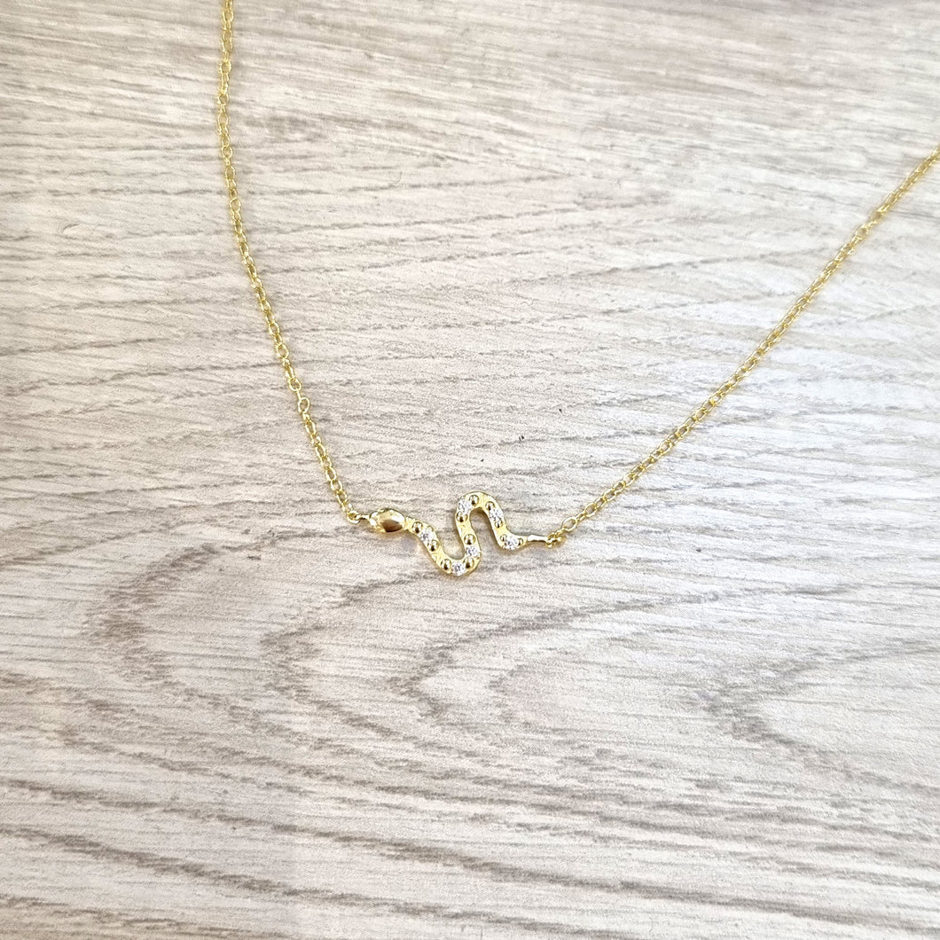 Collar Plata 925 con Chapa de Oro Serpiente