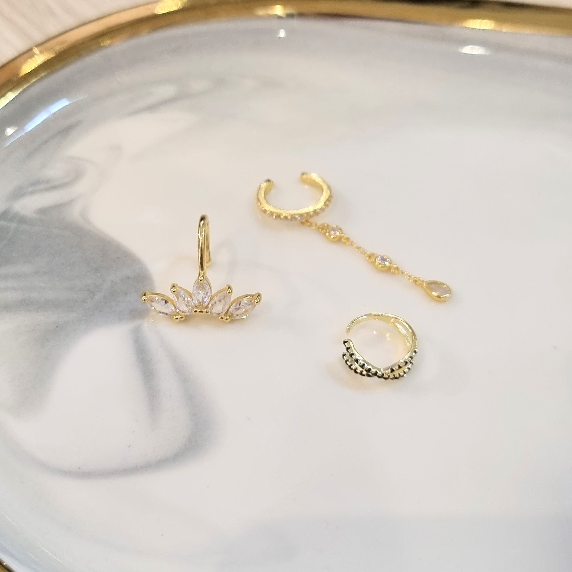 Earcuff Plata 925 con Chapa de Oro