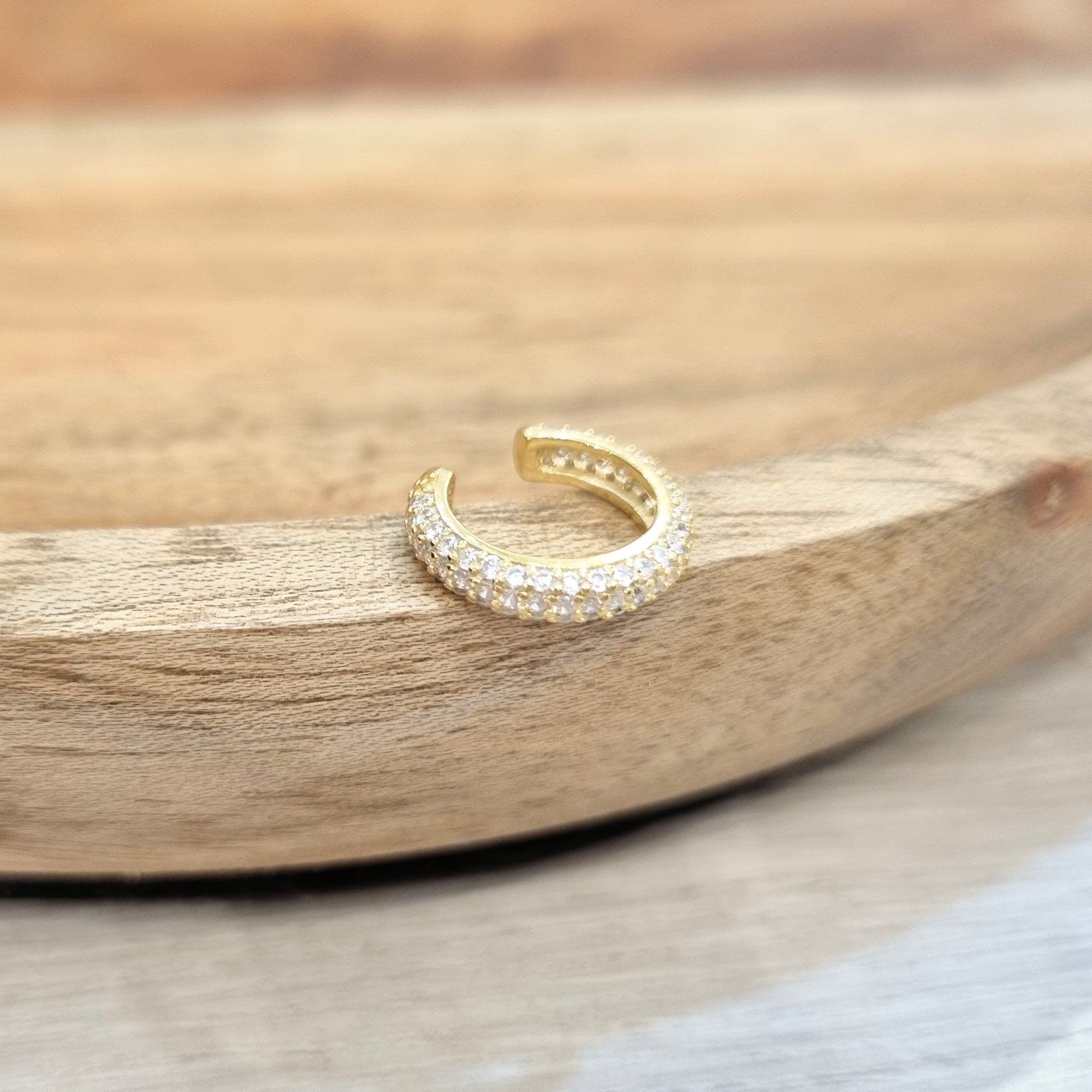 Earcuff Plata 925 con Chapa de Oro con Zirc