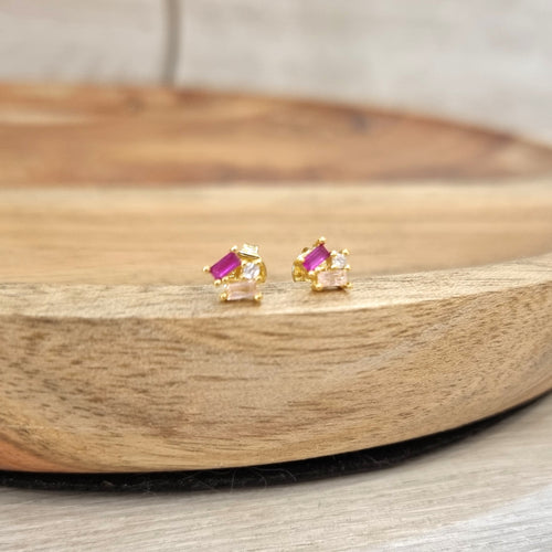 Aretes Plata 925 con Chapa de Oro Rosas