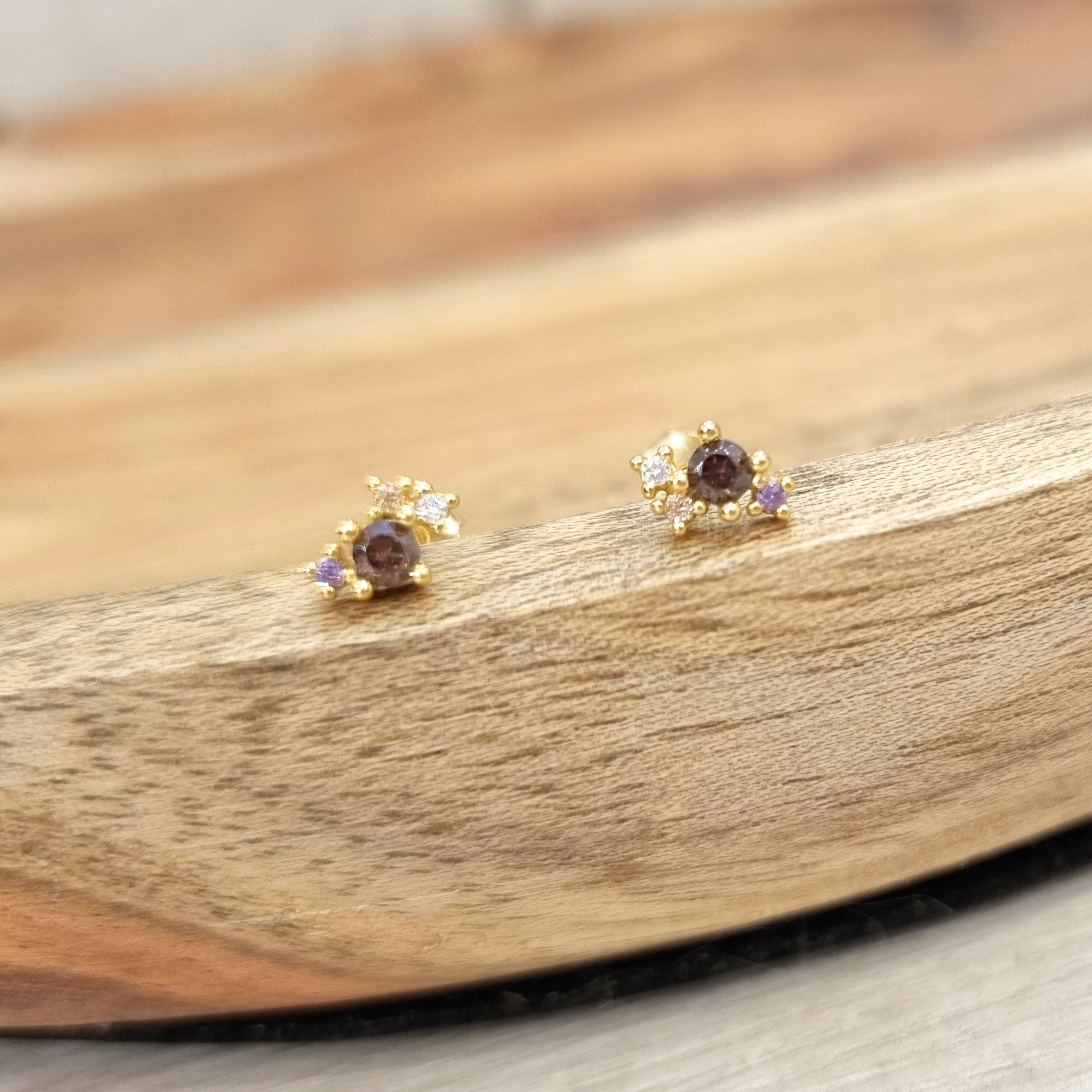 Aretes Plata 925 con Chapa de Oro Circ Mini