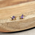 Aretes Plata 925 con Chapa de Oro Morado Gota