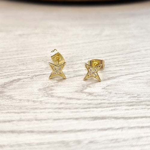 Aretes Plata 925 con Chapa de Oro Estrella