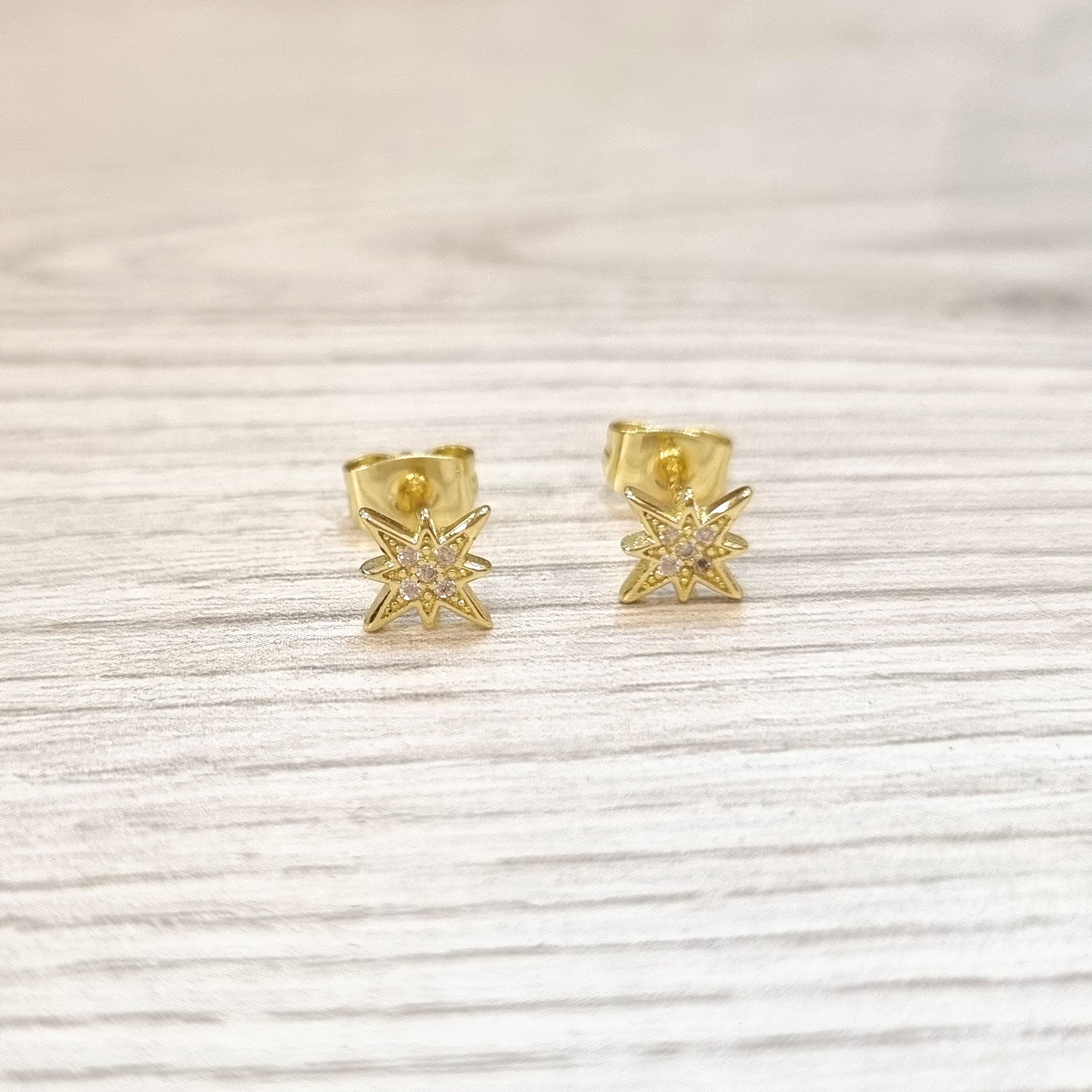 Aretes Plata 925 con Chapa de Oro Estrella