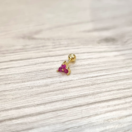 Piercing Plata 925 con Chapa de Oro Flor 3