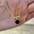 Collar Plata 925 con Chapa de Oro con Azul
