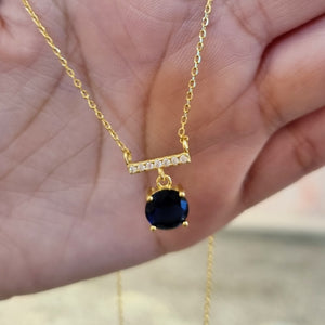 Collar Plata 925 con Chapa de Oro con Azul