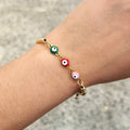 Pulsera Acero Inoxidable Tres Ojitos