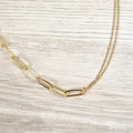 Collar Chapa de Oro Eslabon Cadena Doble