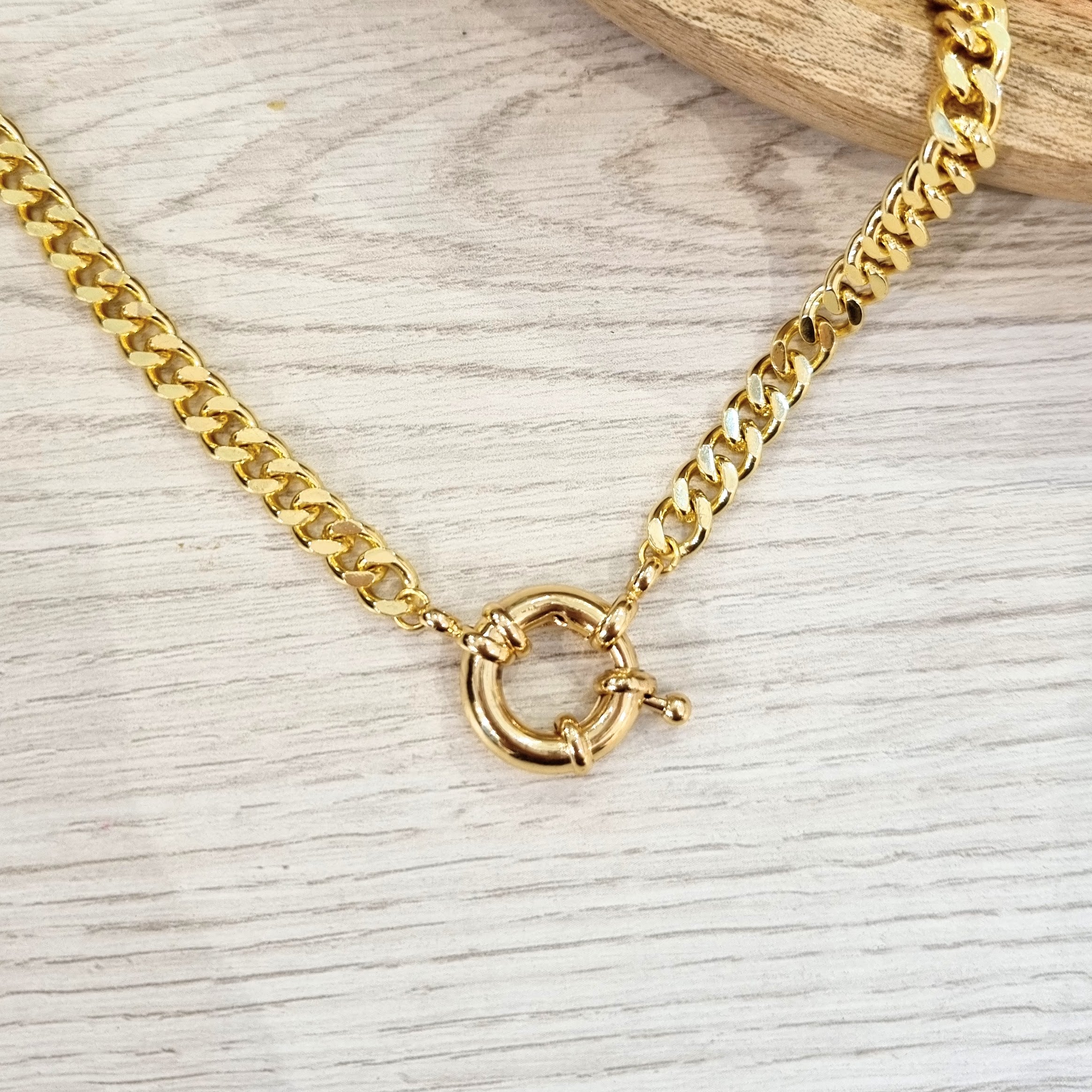Collar Chapa de Oro Eslabon con Timon